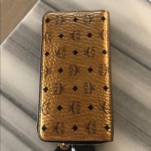 MCM metallic gold wallet
